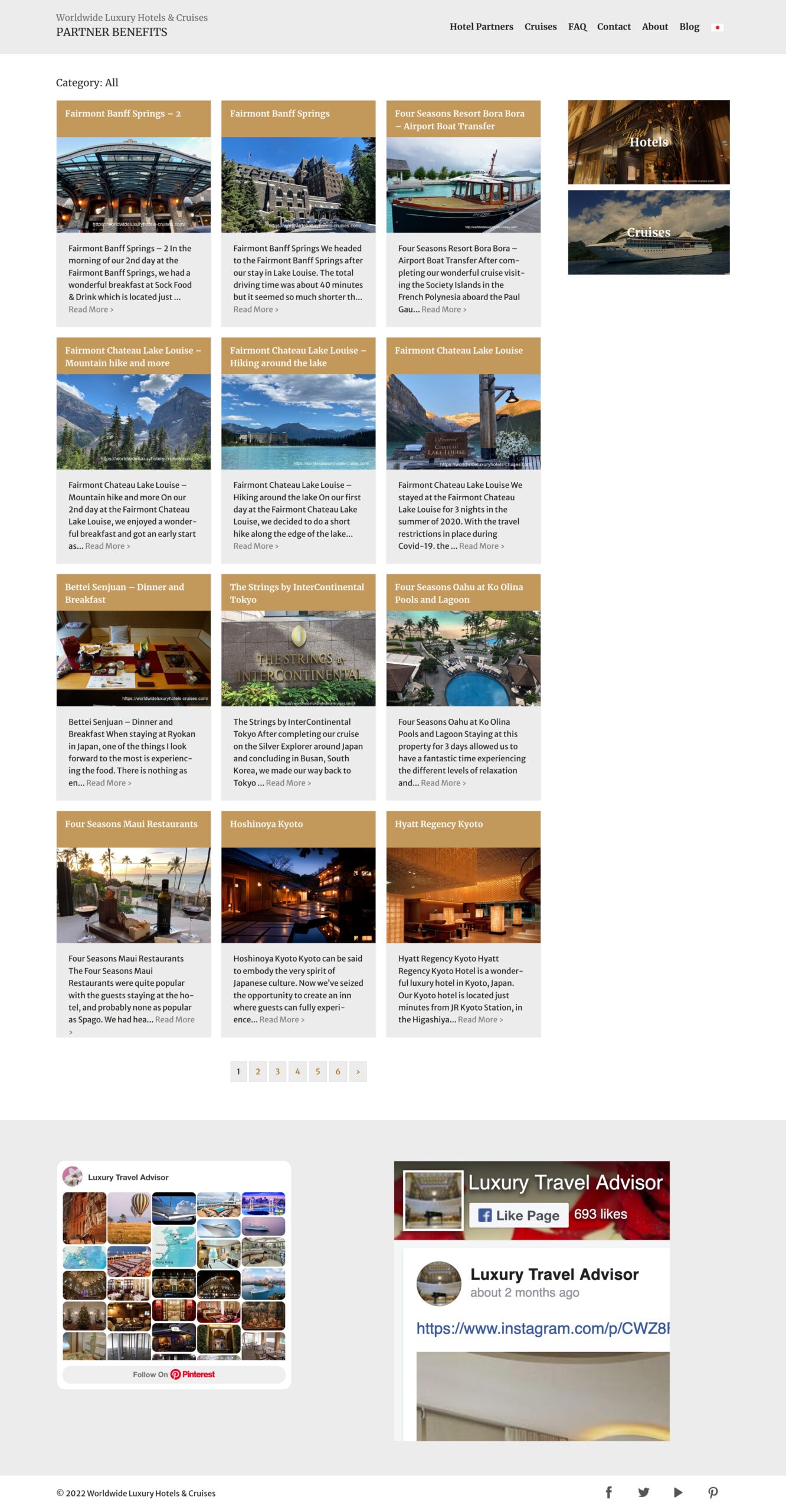 Worldwide Luxury Hotels & Cruises - website - blog archive