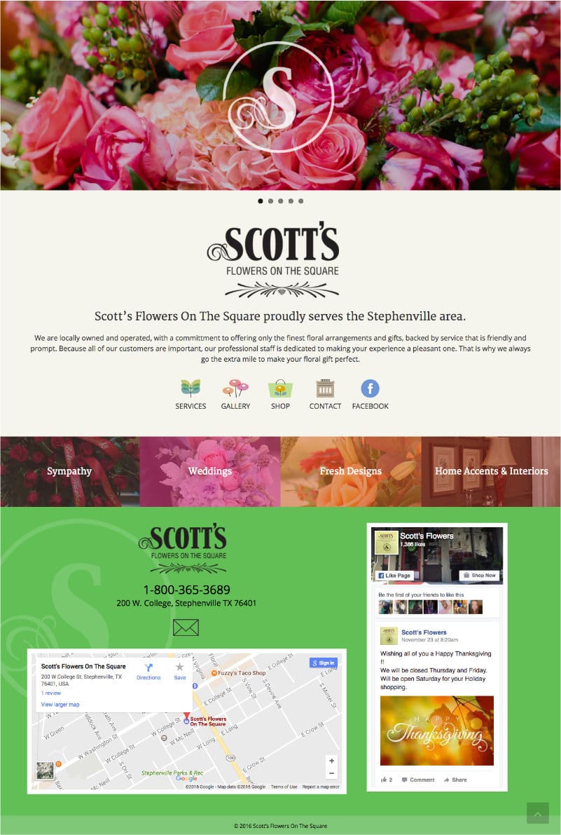 Scott's Flowers on the Square - website home page