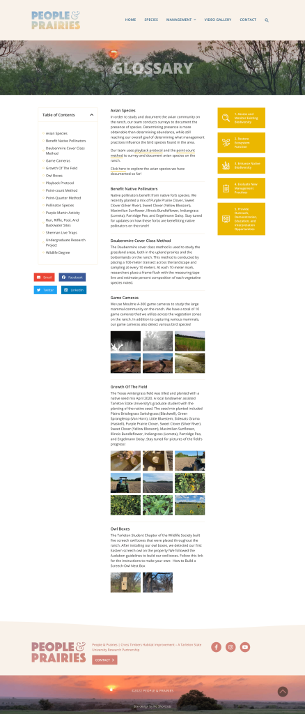 People & Prairies - website - glossary
