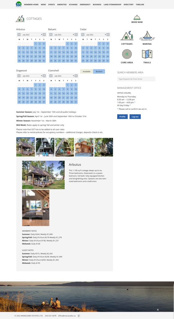 Maracaibo - members website - cottages page