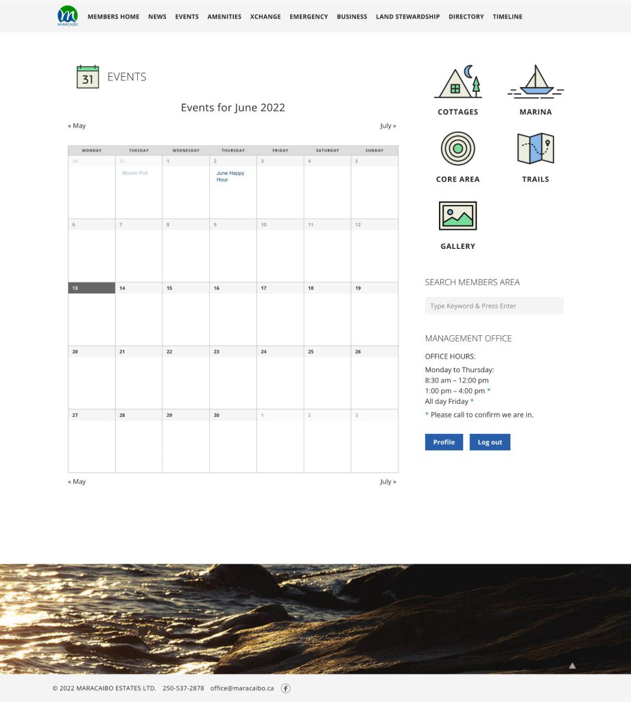 Maracaibo - members website - events page