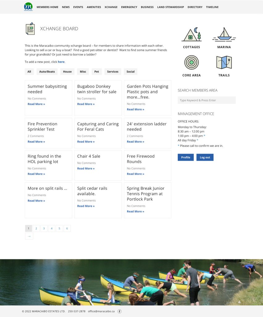 Maracaibo - members website - xchange page